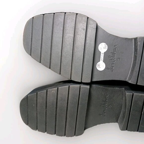 Sam Edelman Lulia Black Chunky Heel Rounded Toe Pull On Sz 5 Chelsea Ankle Boots - Picture 12 of 16